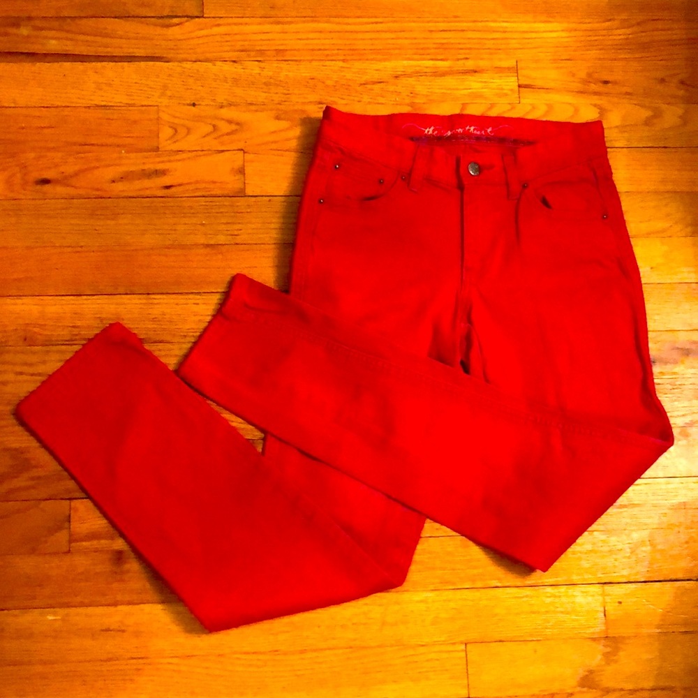 THE SWEETHEART SIZE 0 Vibrant RED Stretch JEANS STRAIGHT LEG